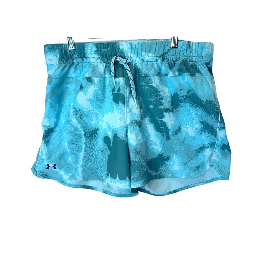 Under Armour Fitted Shorts Womens Speed Pocket Heatgear Running Blue Camo size M